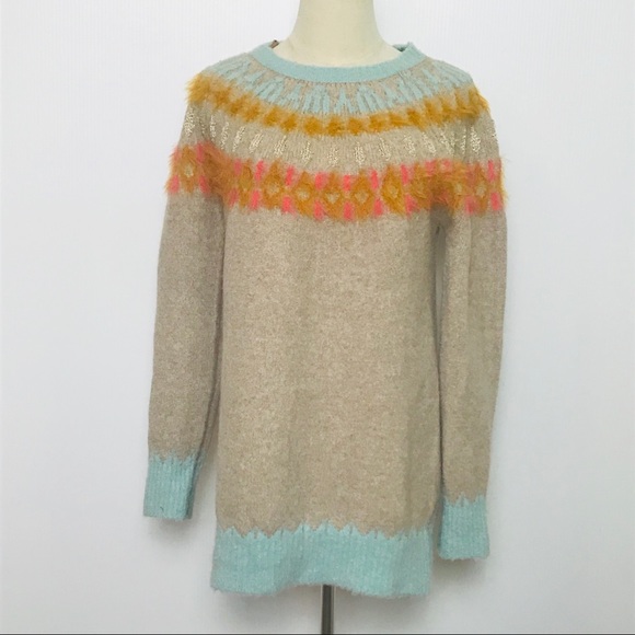 Anthropologie Sweaters - Sleeping On Snow Fair Isle Metallic Tunic Sweater